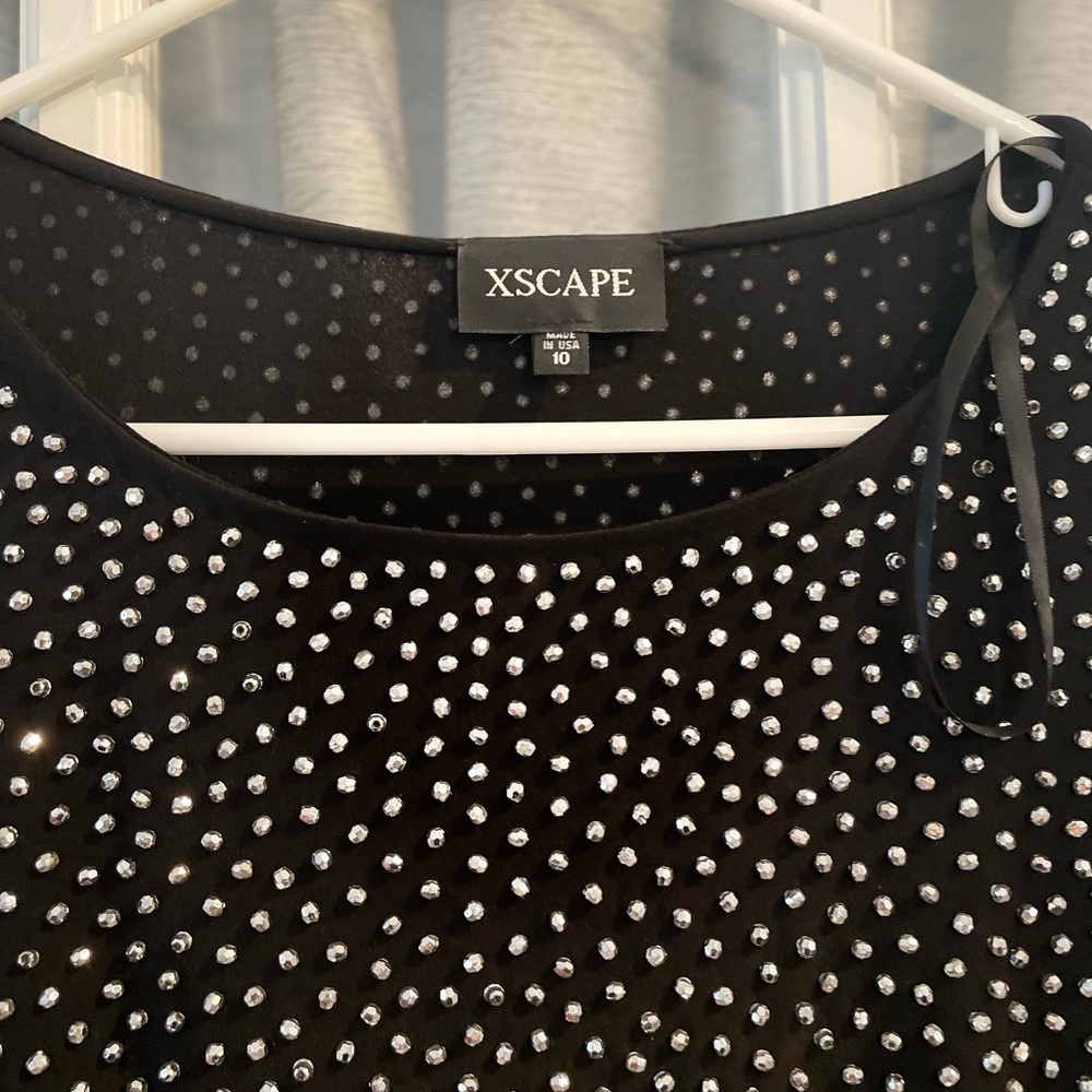 Xscape Black dress with Sparkling Silver Accents